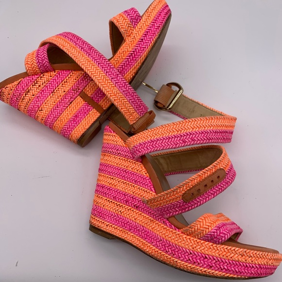 Stuart Weitzman Orange and Pink Wedges - Picture 4 of 8